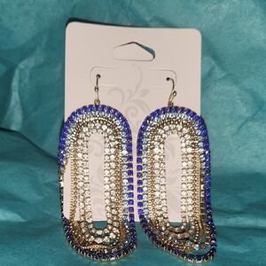 Lucky Brand Blue and Silver Loop Earrings